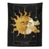 Sun Moon Tarot Tapestry Black Starry Sky Vintage Tapestry Wall Hanging Aesthetic Lovers Tapestries for Living Room Bedroom Decor