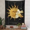 Sun Moon Tarot Tapestry Black Starry Sky Vintage Tapestry Wall Hanging Aesthetic Lovers Tapestries for Living Room Bedroom Decor