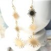 Sun Star Earrings Brass Starburst Celestial Falling Star Astronomy Jewelry For Women Gift