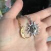 Sun and Moon Friendship Soul Mate Necklaces, Vintage Style Faces,Moon and Sun Necklace Set