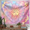 Sun and Moon Tapestry Wall Hanging Star Sky Tapestry Psychedelic Tapestry Mystic  Wall Decor