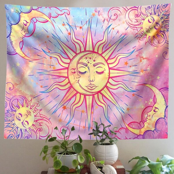 Sun and Moon Tapestry Wall Hanging Star Sky Tapestry Psychedelic Tapestry Mystic  Wall Decor