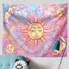 Sun and Moon Tapestry Wall Hanging Star Sky Tapestry Psychedelic Tapestry Mystic  Wall Decor