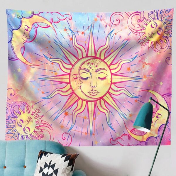 Sun and Moon Tapestry Wall Hanging Star Sky Tapestry Psychedelic Tapestry Mystic  Wall Decor