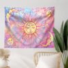 Sun and Moon Tapestry Wall Hanging Star Sky Tapestry Psychedelic Tapestry Mystic  Wall Decor