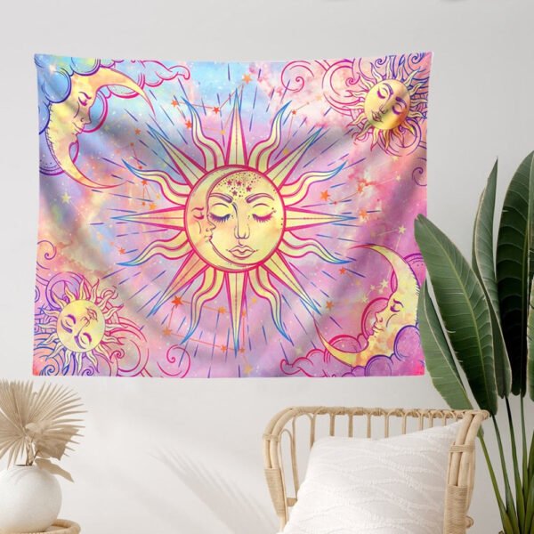 Sun and Moon Tapestry Wall Hanging Star Sky Tapestry Psychedelic Tapestry Mystic  Wall Decor