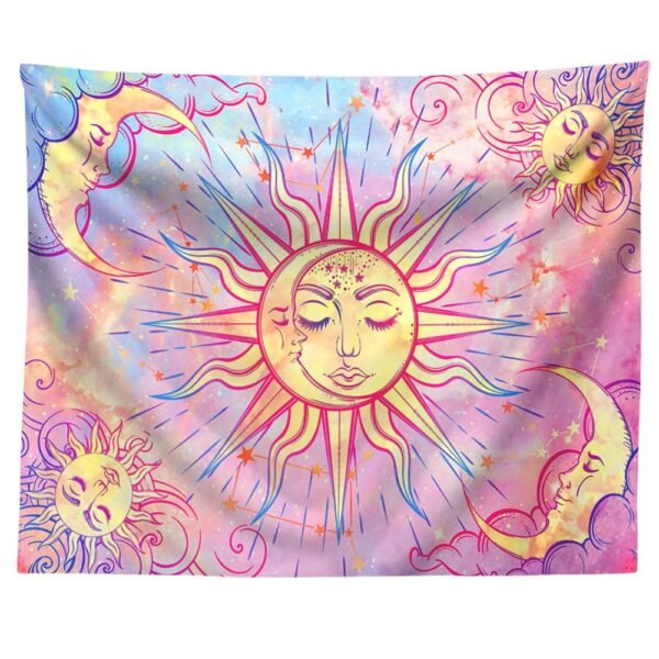 Sun and Moon Tapestry Wall Hanging Star Sky Tapestry Psychedelic Tapestry Mystic  Wall Decor
