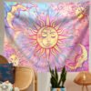 Sun and Moon Tapestry Wall Hanging Star Sky Tapestry Psychedelic Tapestry Mystic  Wall Decor