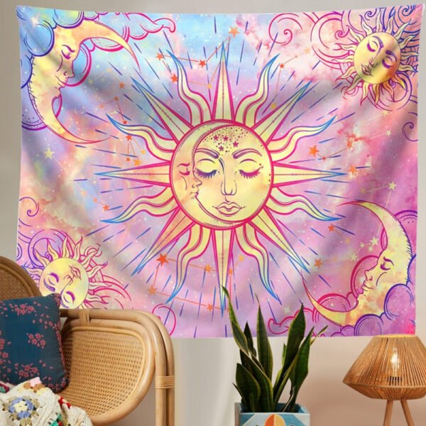 Sun and Moon Tapestry Wall Hanging Star Sky Tapestry Psychedelic Tapestry Mystic  Wall Decor