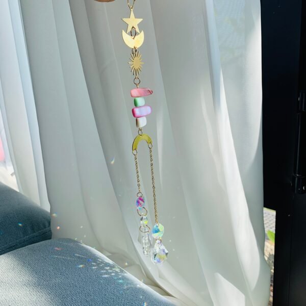 Sun catcher raw crystal star moon wind chime k9 crystal home pendant home decoration gift