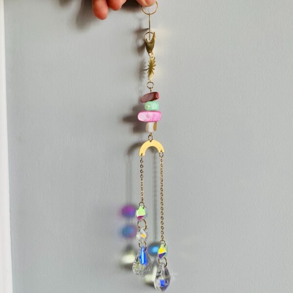 Sun catcher raw crystal star moon wind chime k9 crystal home pendant home decoration gift