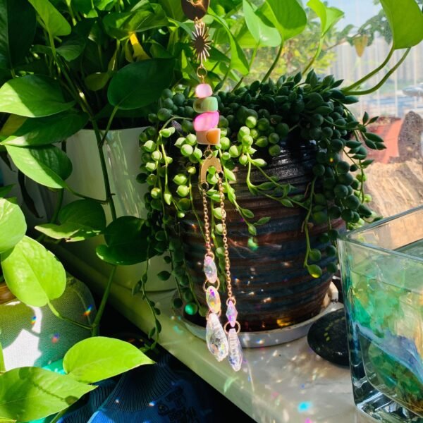 Sun catcher raw crystal star moon wind chime k9 crystal home pendant home decoration gift