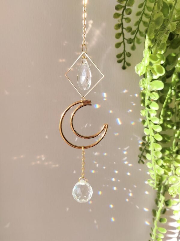 Suncatcher Crescent Moon Crystal Prism Wall Hanging Windows Hanging Home Decor Rainbow Maker