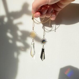 Suncatcher Crystal Necklace Celestial Prism Rainbow Necklace Sun Crystal Pendant