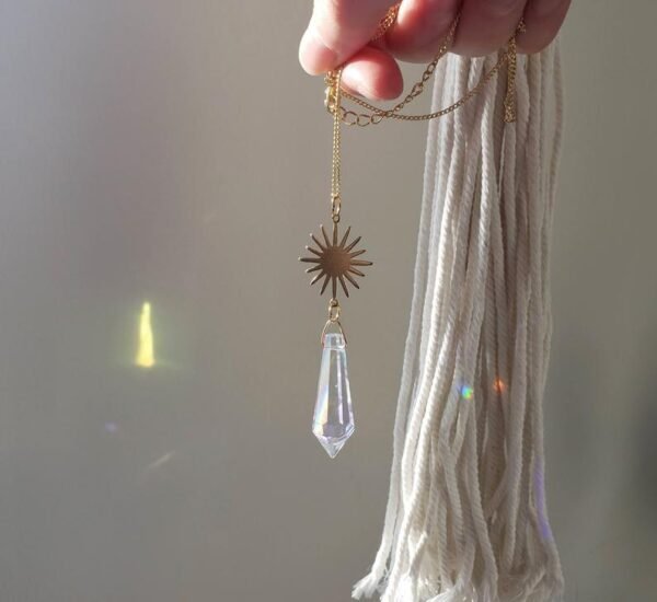Suncatcher Crystal Necklace Celestial Prism Rainbow Necklace Sun Crystal Pendant