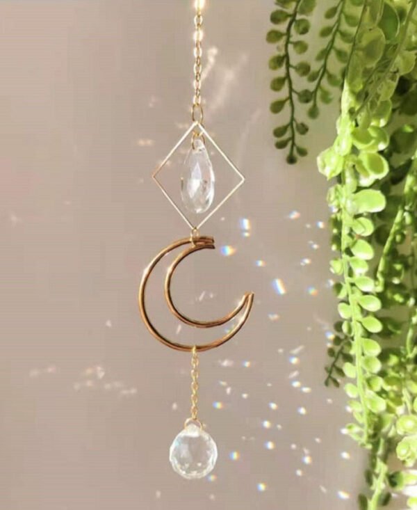 Suncatcher Crystal Prism Crescent Moon Windows Hanging Celestial Gift Rainbow Maker