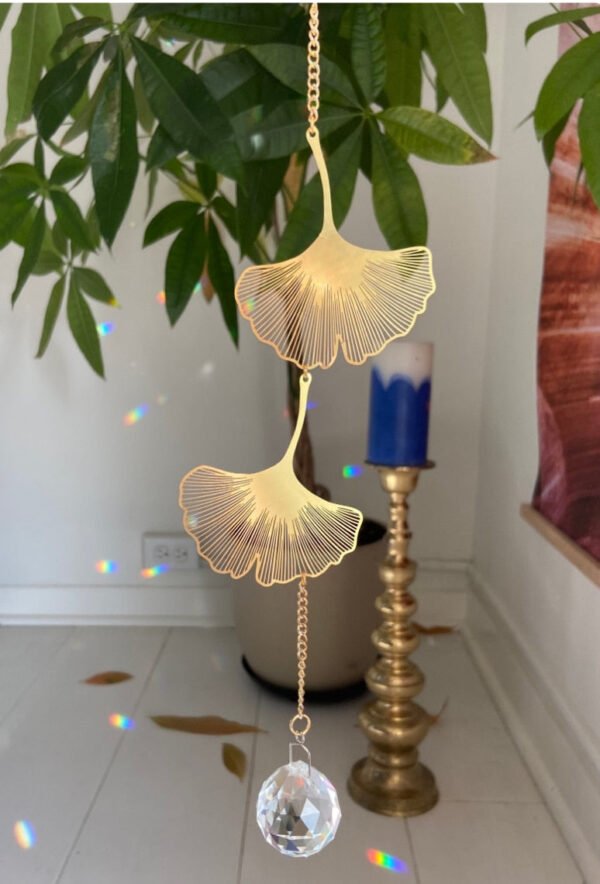 Suncatcher Ginko Leaf Window Crystal Prism, home decor gift, lightcatcher