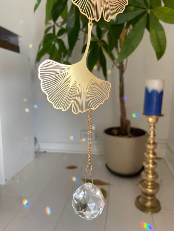 Suncatcher Ginko Leaf Window Crystal Prism, home decor gift, lightcatcher