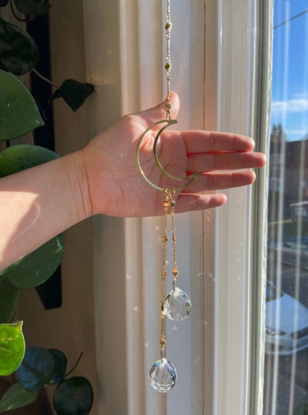 Suncatcher Moon Crystal Prism, Crescent Moon Celestial Gift, home decor