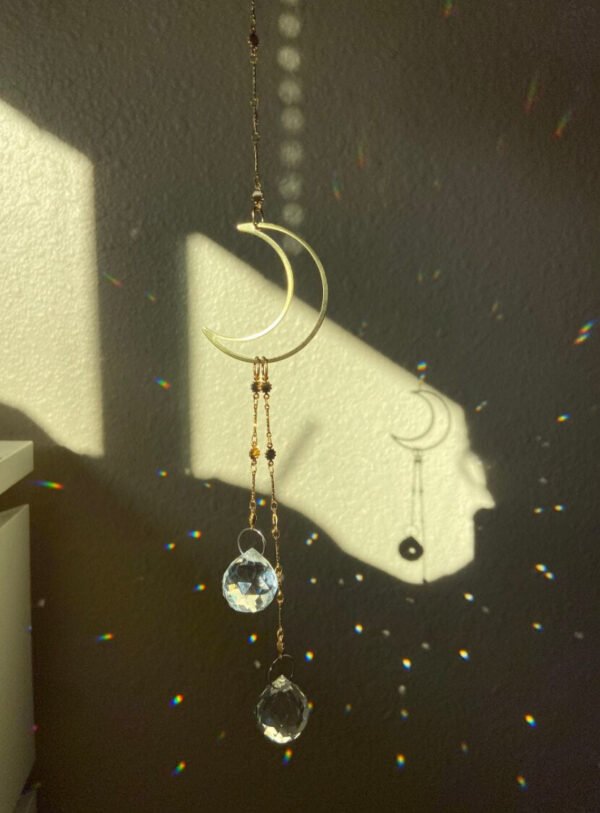 Suncatcher Moon Crystal Prism, Crescent Moon Celestial Gift, home decor