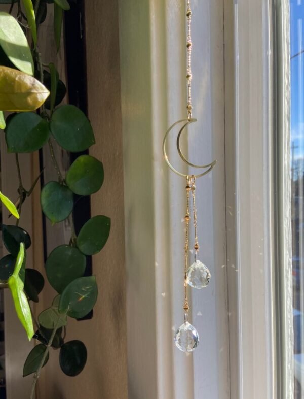 Suncatcher Moon Crystal Prism, Crescent Moon Celestial Gift, home decor