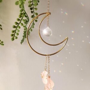 Suncatcher-Moon-With-Rose-Quartz-Crystal-Prism-Wall-Hanging-Home-Decor-Home-Gift Suncatcher Moon With Rose Quartz Crystal Prism Wall Hanging Home Decor Home Gift