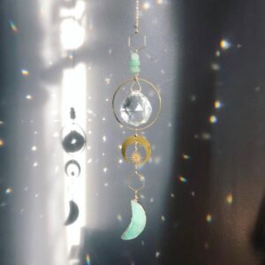 Suncatcher-with-aventurine-crescent-moon-pendant-light-catcher-rainbow-maker-sun-moon-gift-of-good-luck Suncatcher with aventurine crescent moon pendant | light catcher | rainbow maker | sun & moon of good luck
