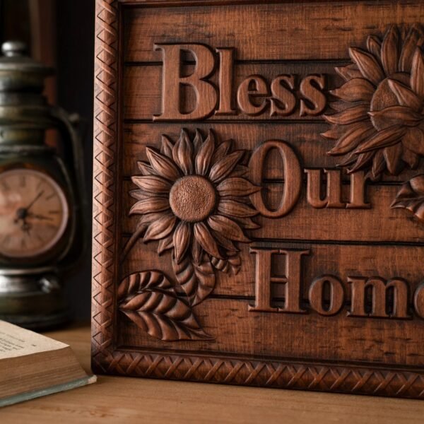 Sunflower Hanging Plaque Home Decor Bless Our Doorstep Wooden Decor Modern Home Decor Personalized Farmhouse Home Decor