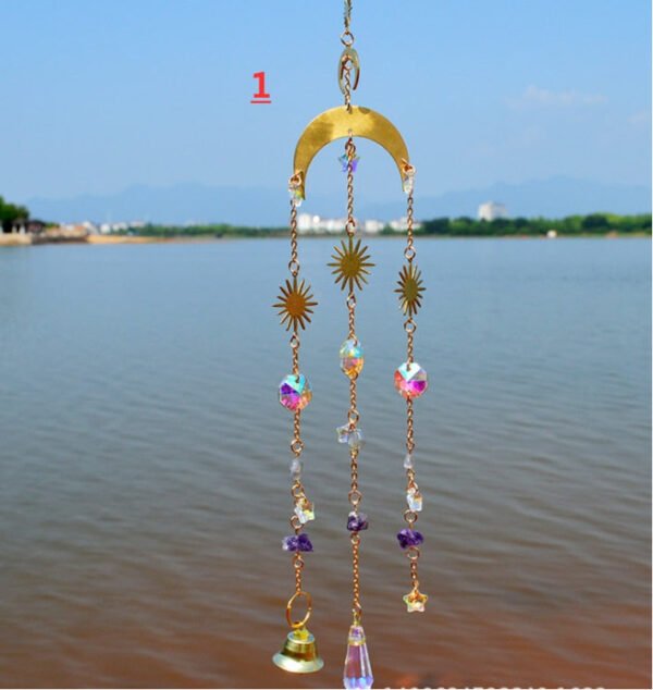 Sunlight Catcher natural amethyst star and moon wind chime K9 crystal home decoration door window car pendant gift