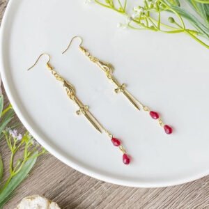 Sword Earrings, Gold Plated/silver Plated Hand and Sword Earrings,dagger Earrings,trendy Earrings, Gifts for Her