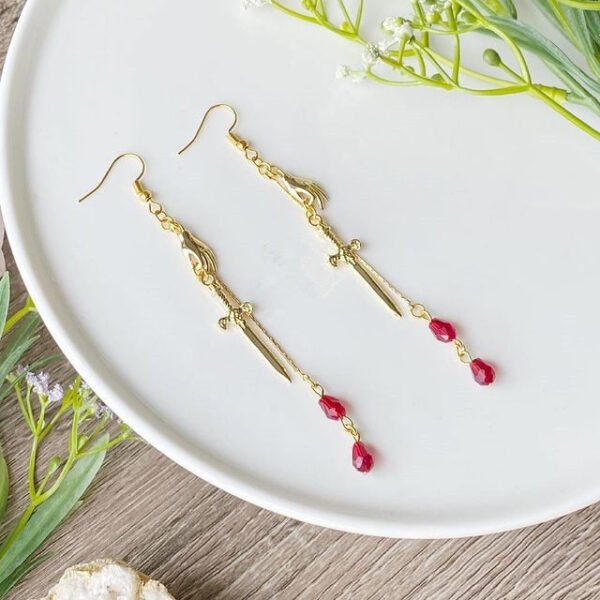 Sword Earrings, Gold Plated/silver Plated Hand and Sword Earrings,dagger Earrings,trendy Earrings, Gifts for Her