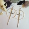 Swords metal hoop earrings Witchy warior pagan vikin alternative gothic medieval silver color Classic tarot CARDS gift women