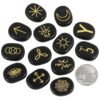 Natural Witches Runes Stones Set Healing Crystal with Engraved Gypsy Reiki Symbols for Meditation Divination