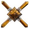 Tiger's Eye Stone 4 Point Pyramid Energy Generator,Reiki Chakra Healing Crystal Spiritual