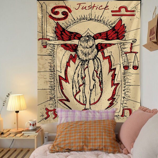 Tarot Card Divination Tapestry Witchcraft Mysterious Magic Tapestry Aesthetic Wall Hanging Macrame Room Decor Tapestry  Wall Decor