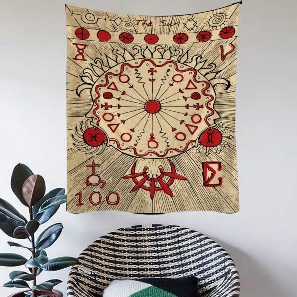 Tarot Card Divination Tapestry Witchcraft Mysterious Magic Tapestry Aesthetic Wall Hanging Macrame Room Decor Tapestry  Wall Decor