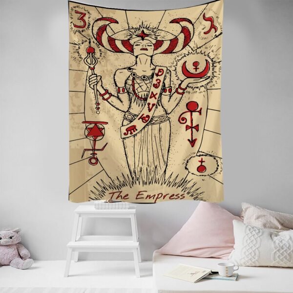 Tarot Card Divination Tapestry Witchcraft Mysterious Magic Tapestry Aesthetic Wall Hanging Macrame Room Decor Tapestry  Wall Decor