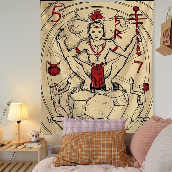 Tarot Card Divination Tapestry Witchcraft Mysterious Magic Tapestry Aesthetic Wall Hanging Macrame Room Decor Tapestry  Wall Decor