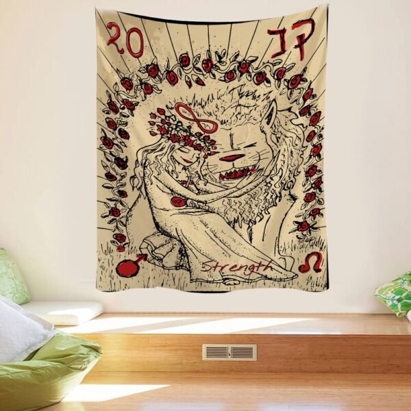 Tarot Card Divination Tapestry Witchcraft Mysterious Magic Tapestry Aesthetic Wall Hanging Macrame Room Decor Tapestry  Wall Decor
