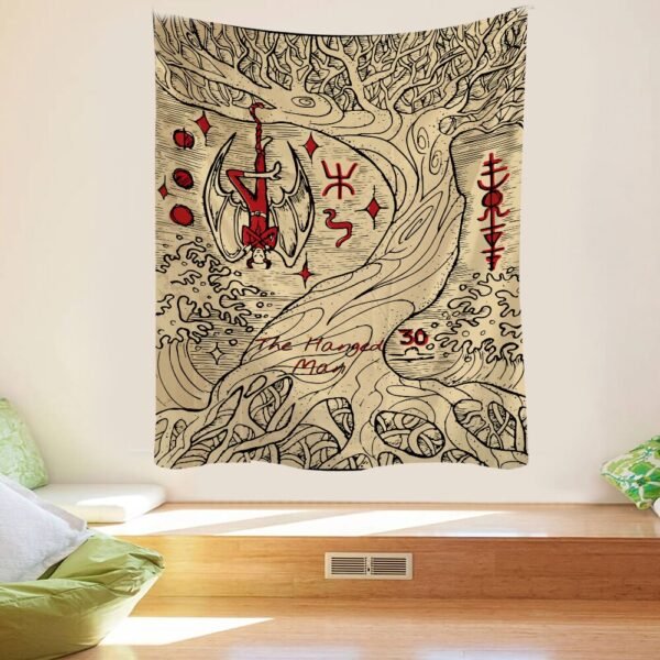 Tarot Card Divination Tapestry Witchcraft Mysterious Magic Tapestry Aesthetic Wall Hanging Macrame Room Decor Tapestry  Wall Decor