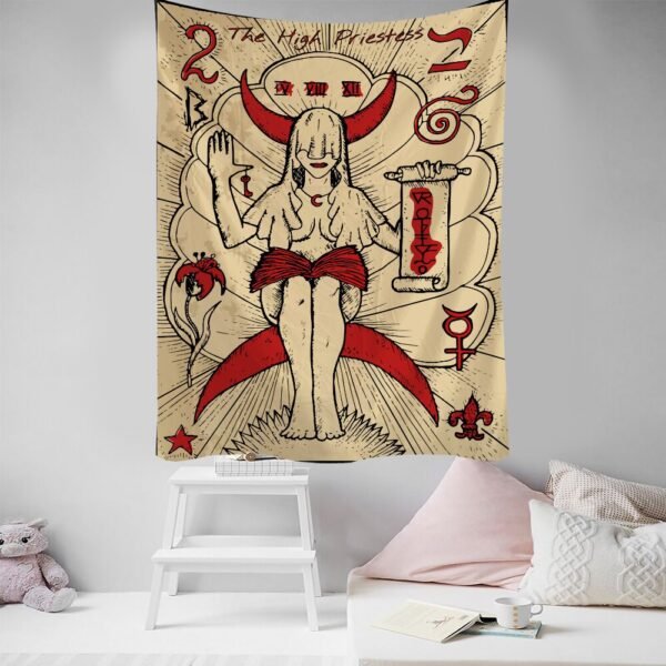 Tarot Card Divination Tapestry Witchcraft Mysterious Magic Tapestry Aesthetic Wall Hanging Macrame Room Decor Tapestry  Wall Decor