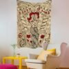 Tarot Card Divination Tapestry Witchcraft Mysterious Magic Tapestry Aesthetic Wall Hanging Macrame Room Decor Tapestry  Wall Decor