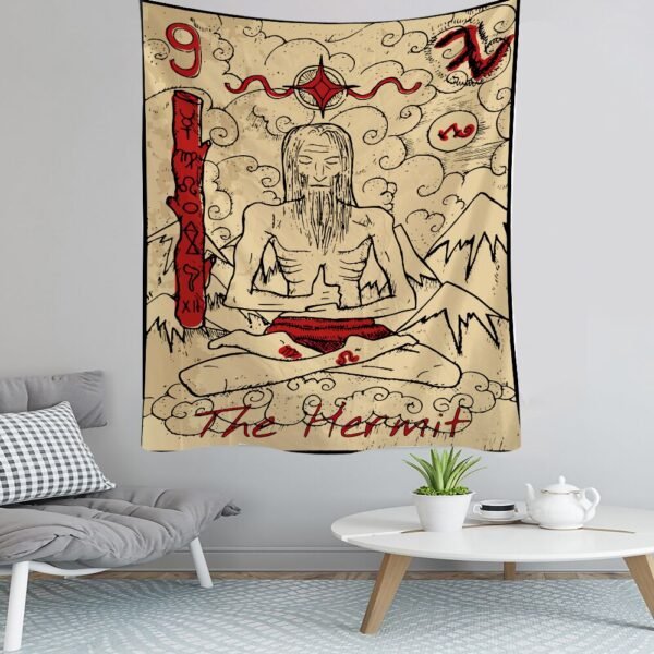 Tarot Card Divination Tapestry Witchcraft Mysterious Magic Tapestry Aesthetic Wall Hanging Macrame Room Decor Tapestry  Wall Decor