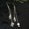 Tarot Card Earrings Tarot Witchy Jewelry Gothic Fortune Teller,Natural Moonstone Crystal Ball Earring with Palmistry Charms