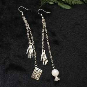 Tarot Card Earrings Tarot Witchy Jewelry Gothic Fortune Teller,Natural Moonstone Crystal Ball Earring with Palmistry Charms
