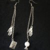Tarot Card Earrings Tarot Witchy Jewelry Gothic Fortune Teller,Natural Moonstone Crystal Ball Earring with Palmistry Charms