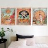 Tarot Flag Tapestry - The Sun, The Moon and The Star - Bohemian Cotton Printed Hand Made Wall Hanging Tapestries ,Pack of 3