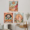 Tarot Flag Tapestry - The Sun, The Moon and The Star - Bohemian Cotton Printed Hand Made Wall Hanging Tapestries ,Pack of 3