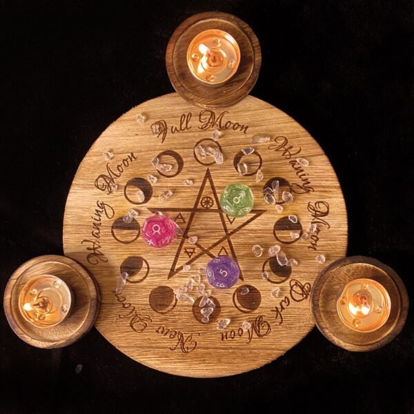 Tarot Supplies Equipment Magic Pentagram Wooden Candle Holder Cup Candle Holder Fire Consecration Wax Table Energy Decoration
