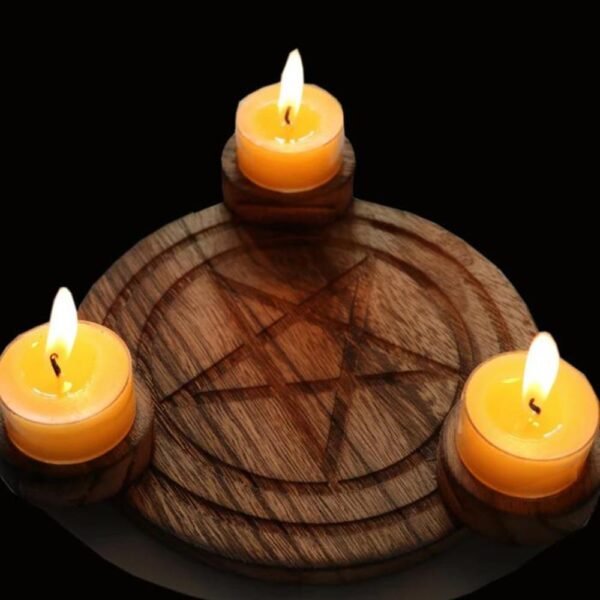 Tarot Supplies Equipment Magic Pentagram Wooden Candle Holder Cup Candle Holder Fire Consecration Wax Table Energy Decoration